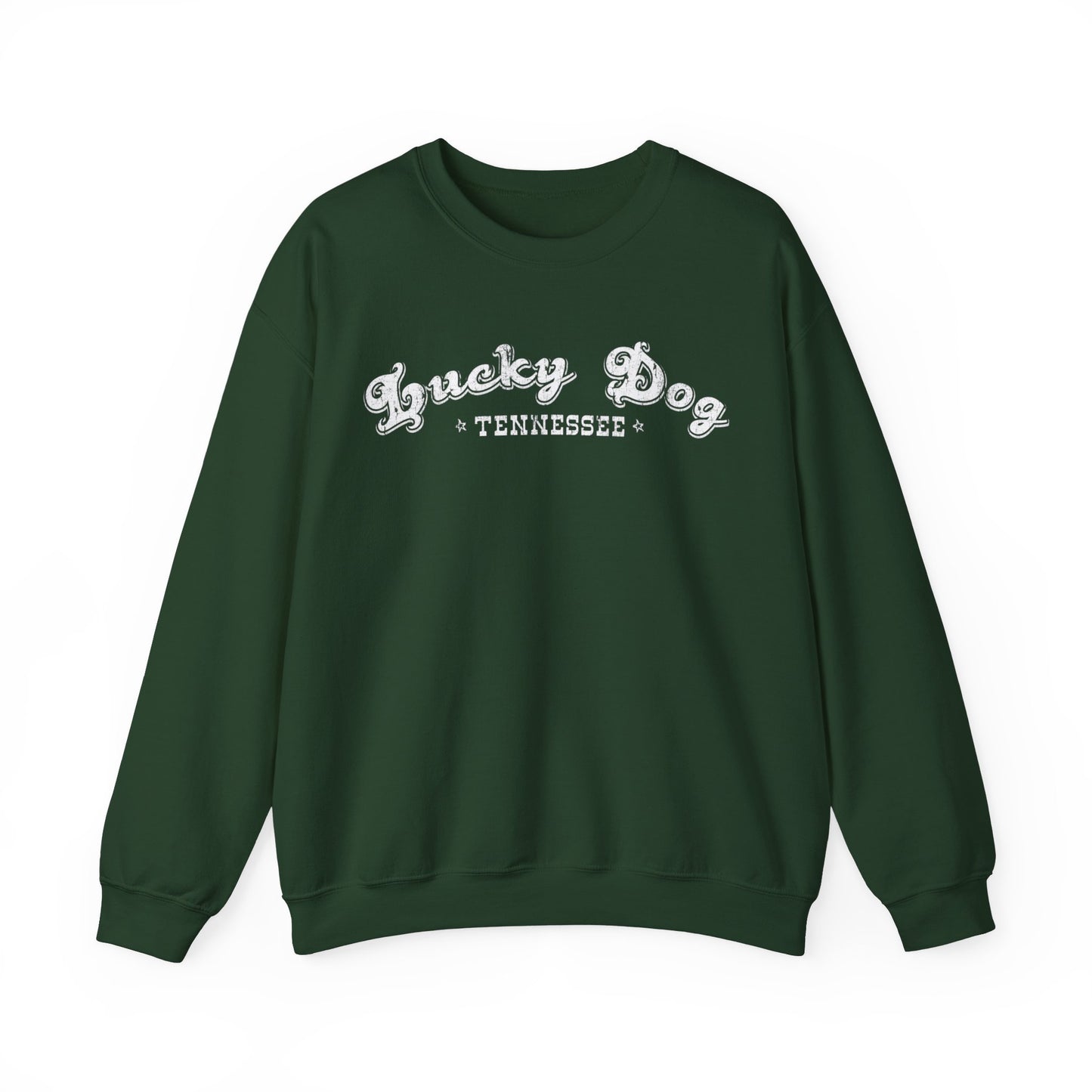 Lucky Dog Guitars Retro Logo Sweatshirt - Heavy blend crewneck.  Tennessee America Guitar Company Country Music USA