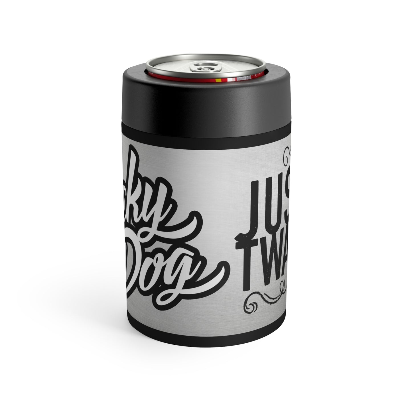 Lucky Dog stainless soda can holder cooler with screw-on top koozie ice cold mug thermos yeti style guitar guitars