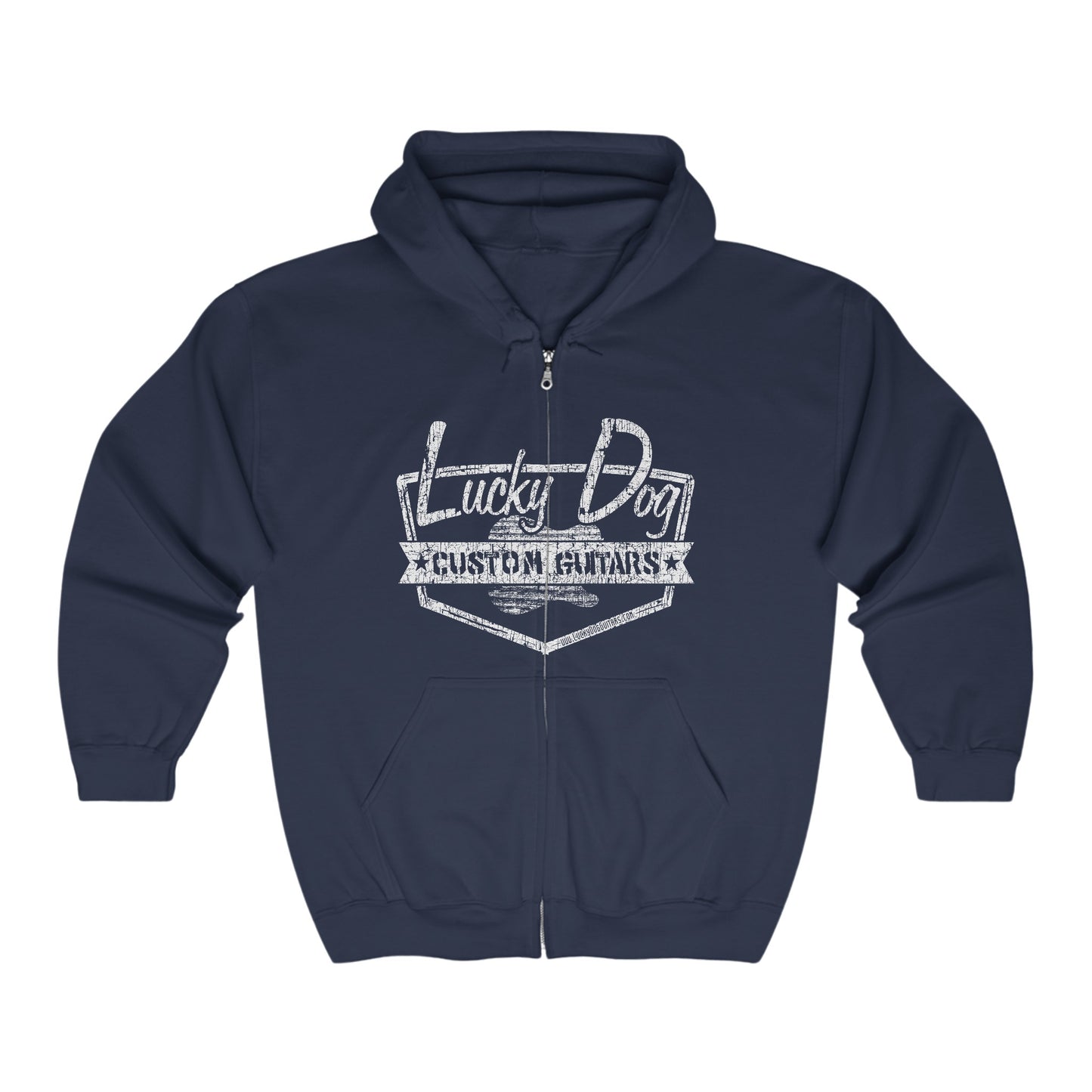 Lucky Dog Guitars Heavy Blend zip-up hoodie - Retro guitar logo Tennessee America Sweatshirt Jacket Coat custom country music