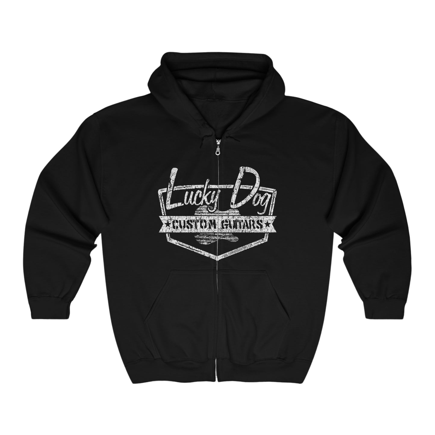 Lucky Dog Guitars Heavy Blend zip-up hoodie - Retro guitar logo Tennessee America Sweatshirt Jacket Coat custom country music