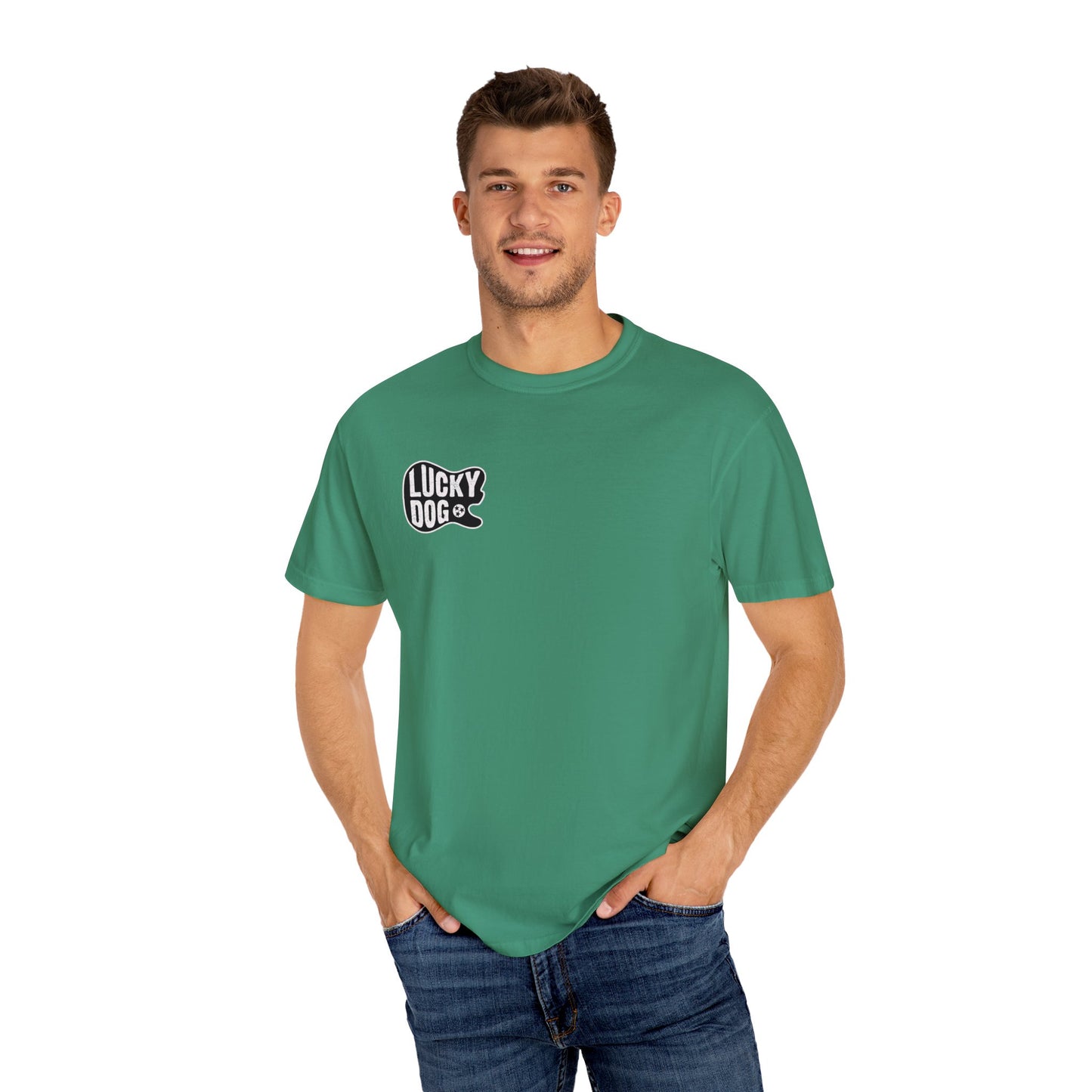 PREMIUM Comfort Colors Lucky Dog eagle Guitar T-shirt - Just Say No To Boring Guitars - Tennessee Guitar Company new 2023 USA