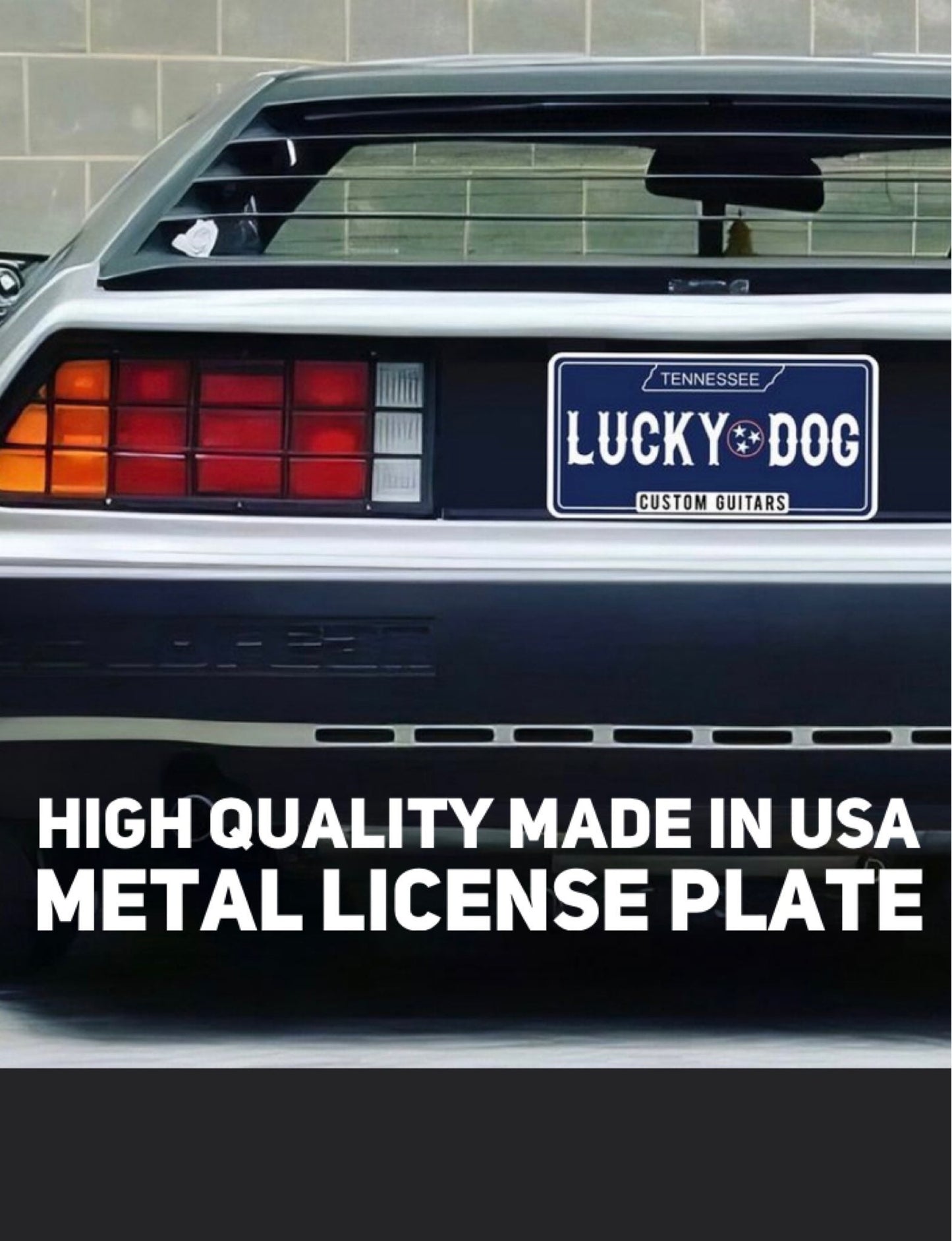 Lucky Dog Guitars METAL Tennessee license plate for cars trucks 4x4 ford Chevy mopar hotrod tag vintage trucker F150 outlaw ratrod guitar