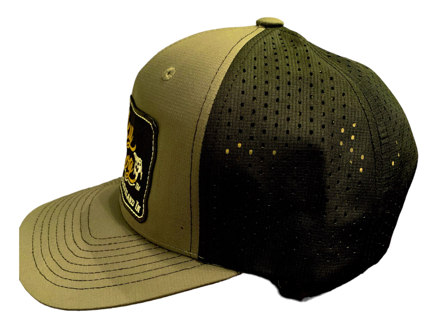 Lucky Dog Guitars Regular size Olive/black Perforated back Trucker snapback hat w/patch