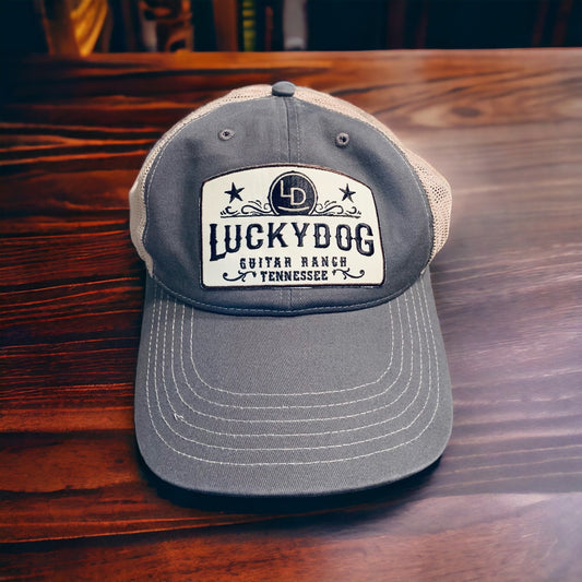 Lucky Dog Guitars Big Size XXL Gray/Khaki Low-Profile “soft” cotton Trucker mesh SnapBack closure