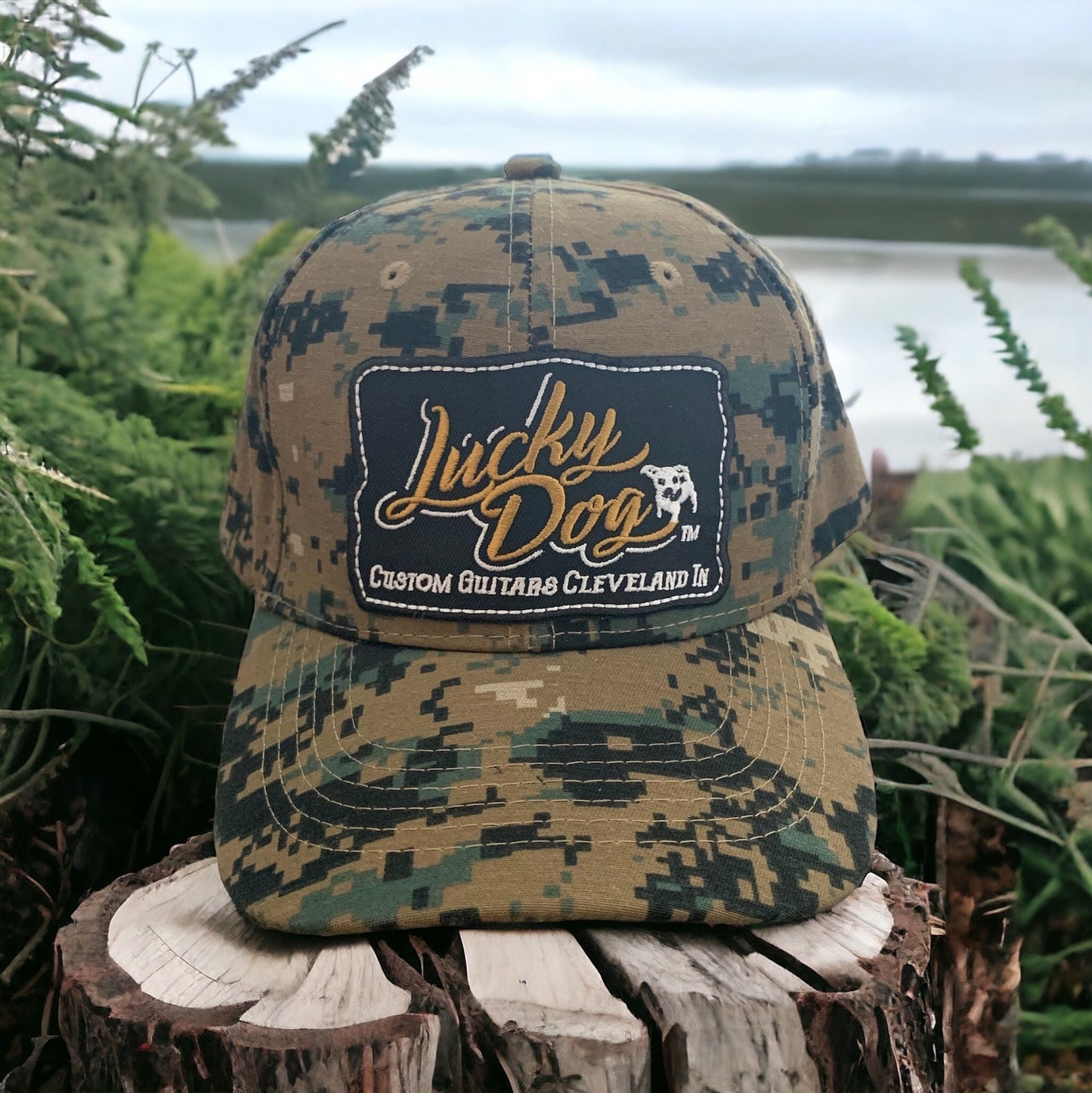 Lucky Dog Guitars Regular Size Marine digital Camo hat with Velcro closure and embroidered patch.