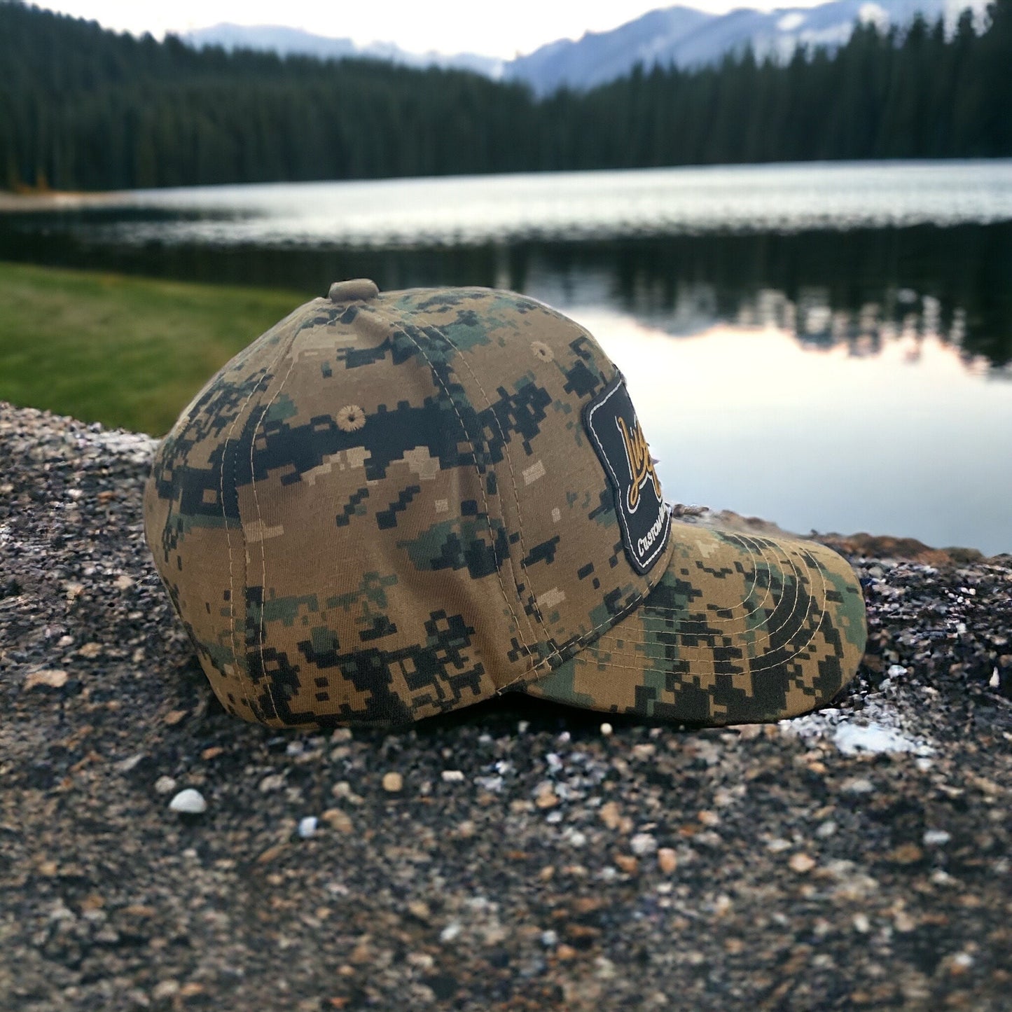 Lucky Dog Guitars Regular Size Marine digital Camo hat with Velcro closure and embroidered patch.