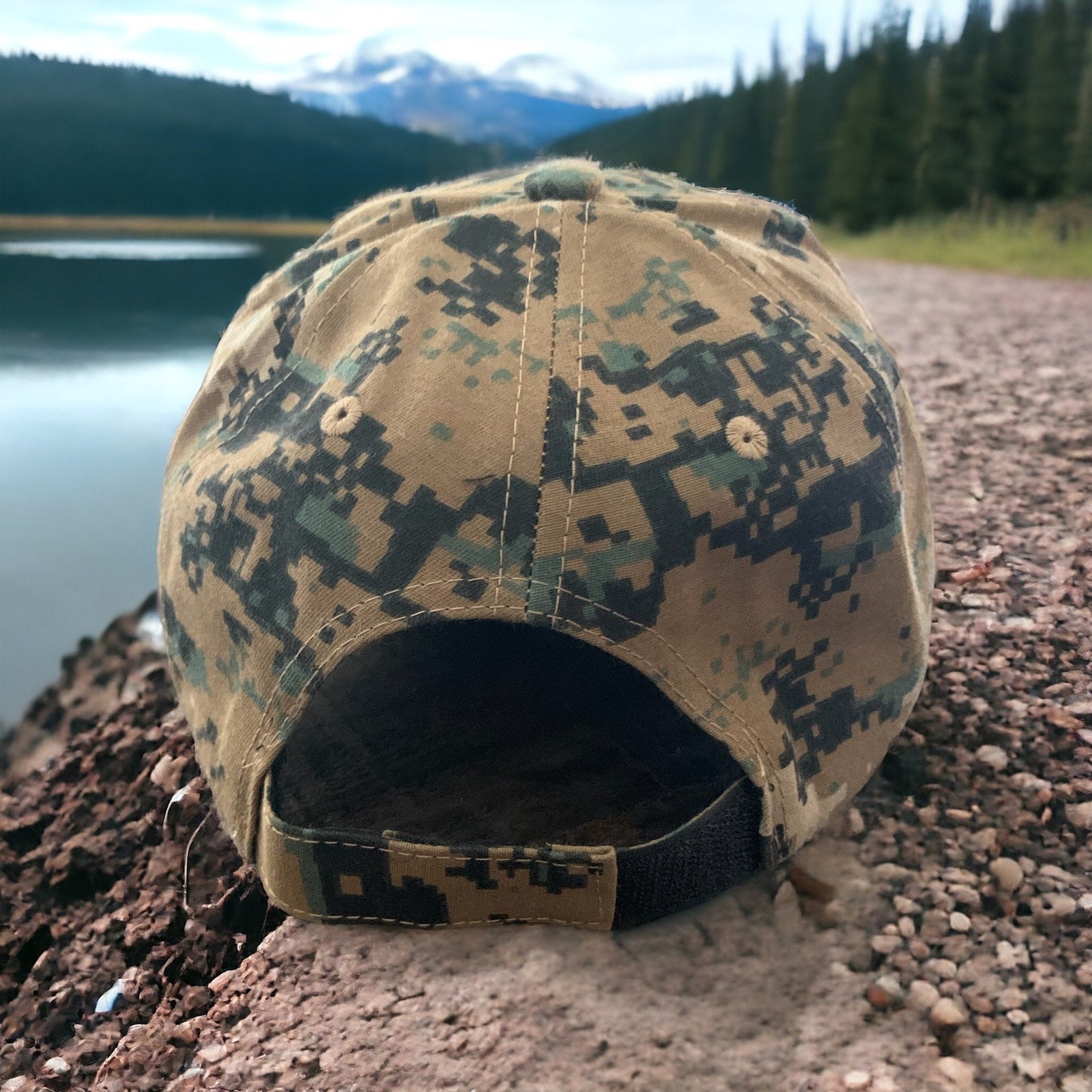 Lucky Dog Guitars Regular Size Marine digital Camo hat with Velcro closure and embroidered patch.