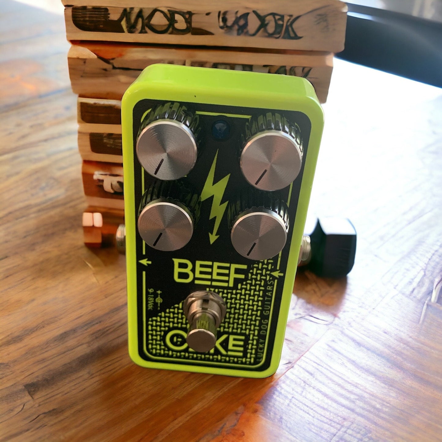 Limited neon green and pink Lucky Dog BeefCake MK-II Mid to High Gain Overdrive Pedal EVH Brown Sound Marshall Amp like distortion